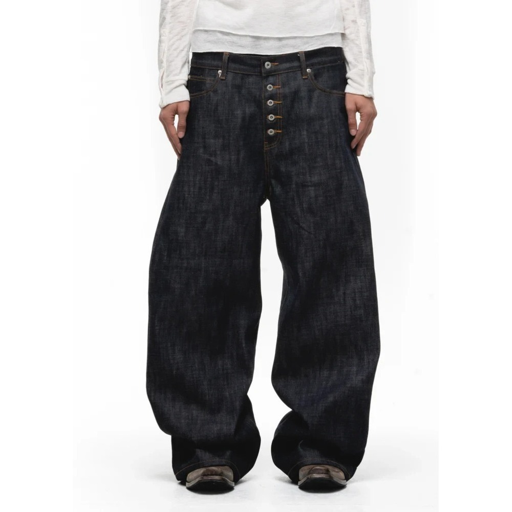 No Faith Studios‎ Baggy HandMade Japanese Selvedge Loose Denim Blue Men Large